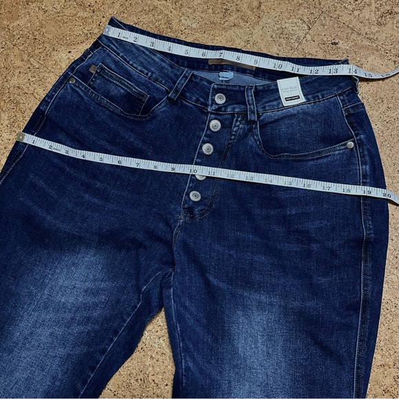Judy Blue High Waist Exposed Button Fly Straight Jeans NWT In Dark Wash Sz 7/28 - Picture 13 of 15